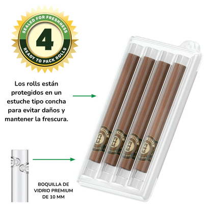 Hemper Mini Rolls Pre-Rolados + Boquilla de Vidrio x4 | Sabor Dulce
